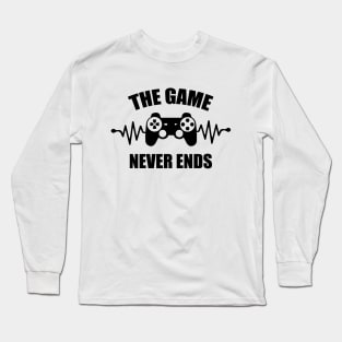 game never ends heartbeat controller gamer quote gaming Long Sleeve T-Shirt